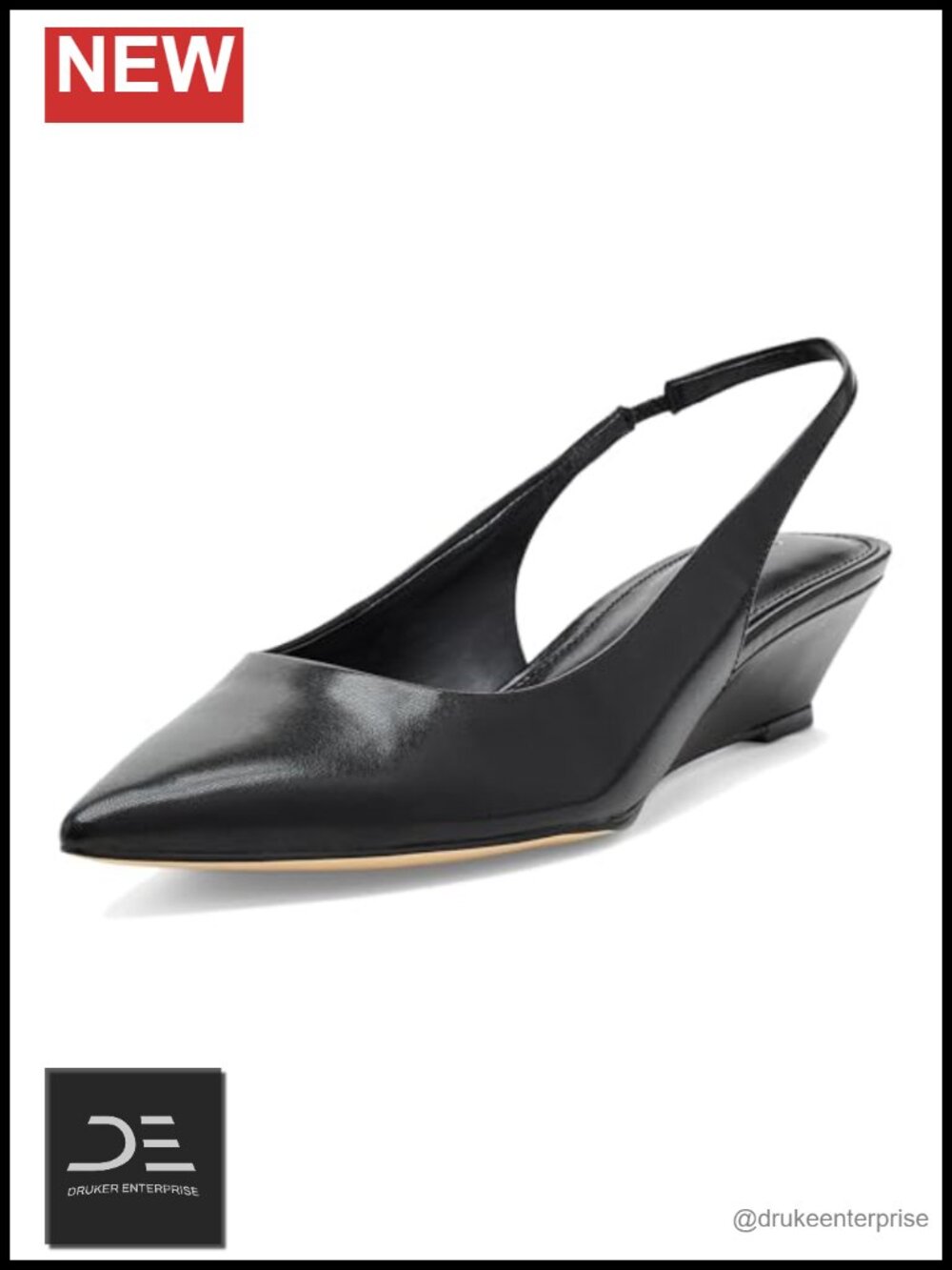 Calvin Klein Mavalyn Leather Slingback Wedge Heels Pointed Toe